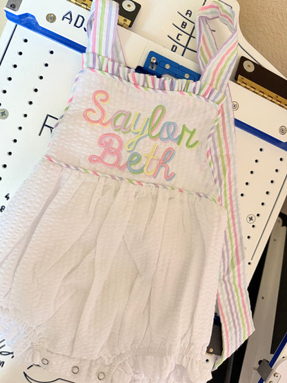 Pastel multi color name - bubble / tie back