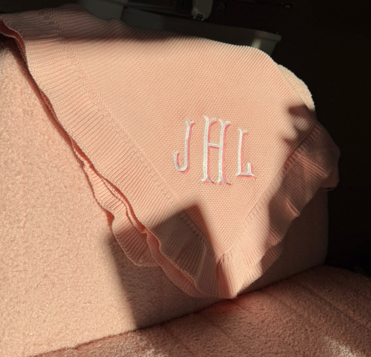 Ruffle pink baby blanket