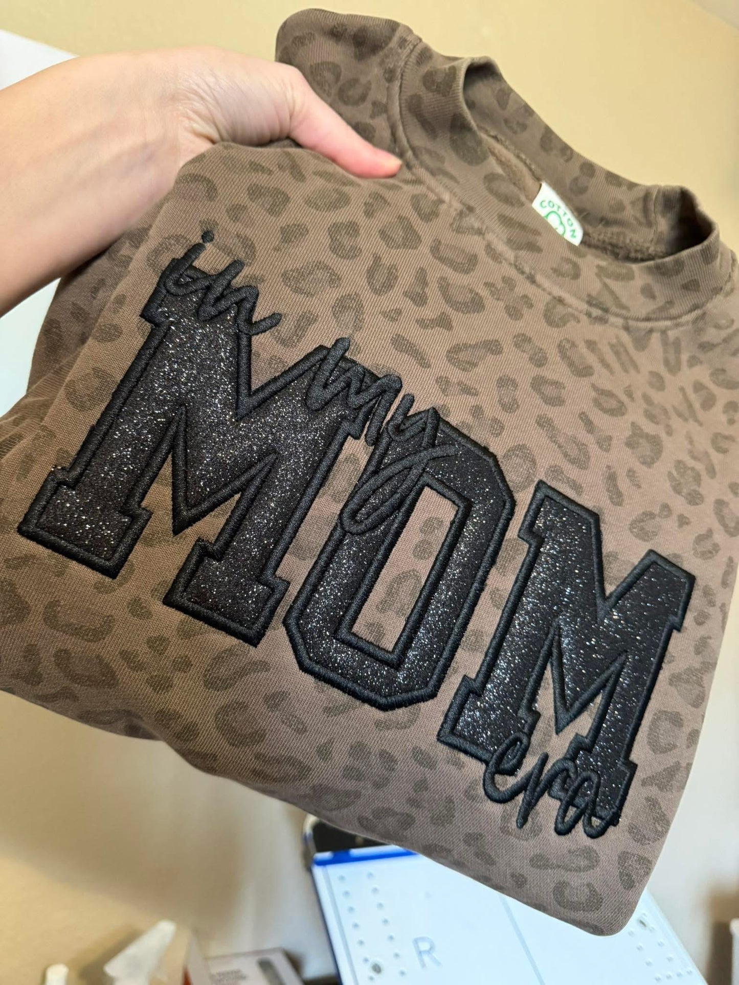 In my mom era embroidered glitter crew (heavyweight)