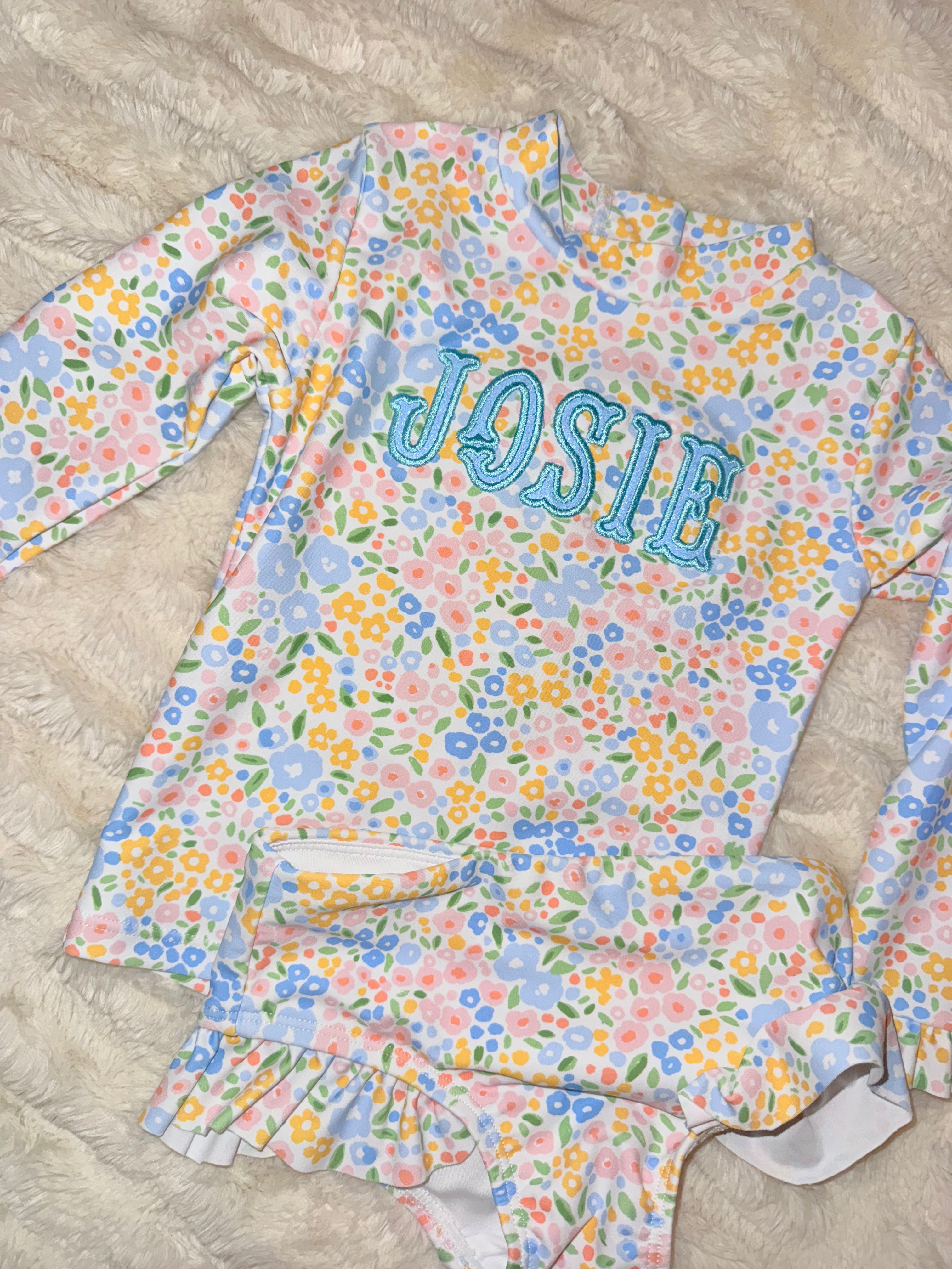 Floral embroidered swimsuit