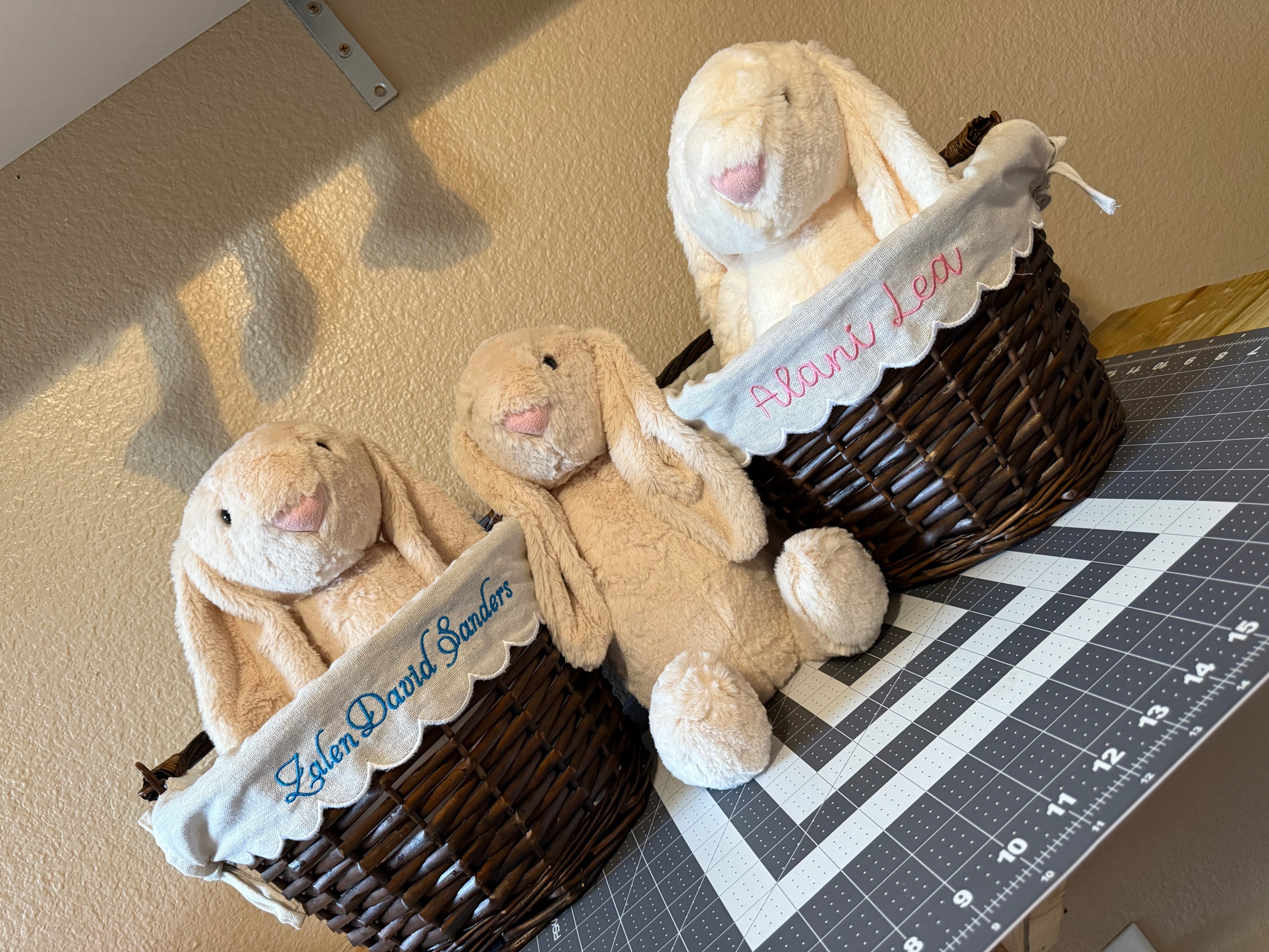 Custom Embroidered Easter Baskets.