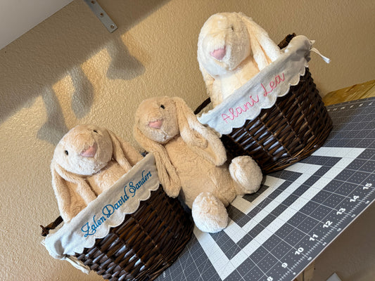 Custom Embroidered Easter Baskets.